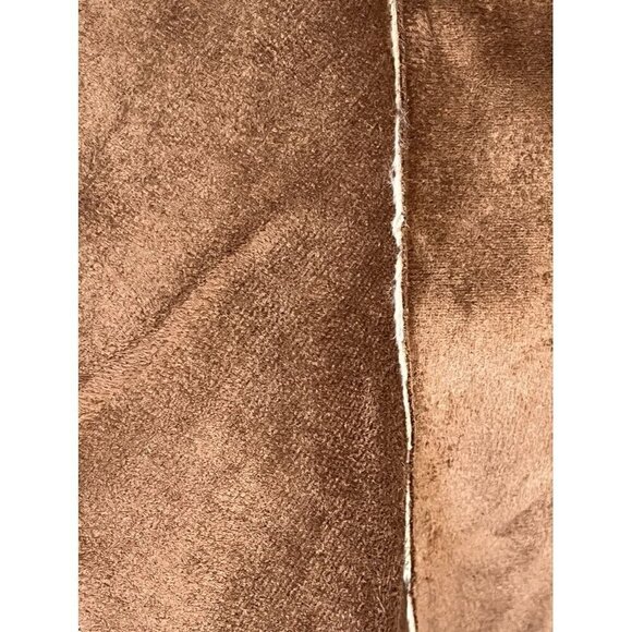 Retro Fur Vest L Brown Faux Sherpa Suede Boho Western Penny Lane Cozy Fleece 80s - Picture 4 of 10